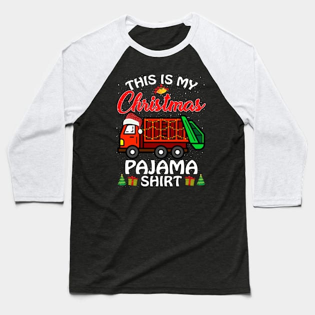 This is my Christmas Pajama Shirt Garbage Truck Baseball T-Shirt by intelus